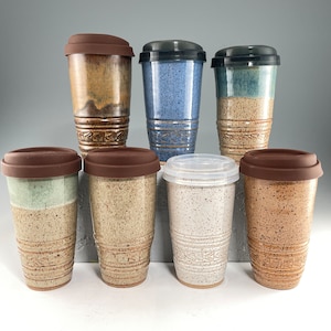 Plastic Travel Mugs with Flip-Top Lids, 16.5 oz.