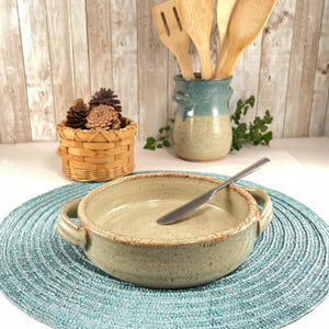 Molde artesanal de cerámica para hornear brie con cuchillo para untar: fuente de cerámica para hornear queso