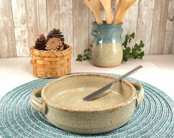 Handcrafted Pottery Brie Baker with Spreading Knife: Ceramic Cheese Baking Dish