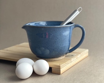 Handcrafted Ceramic Batter Bowl with Whisk, Kitchen Mixing Bowl