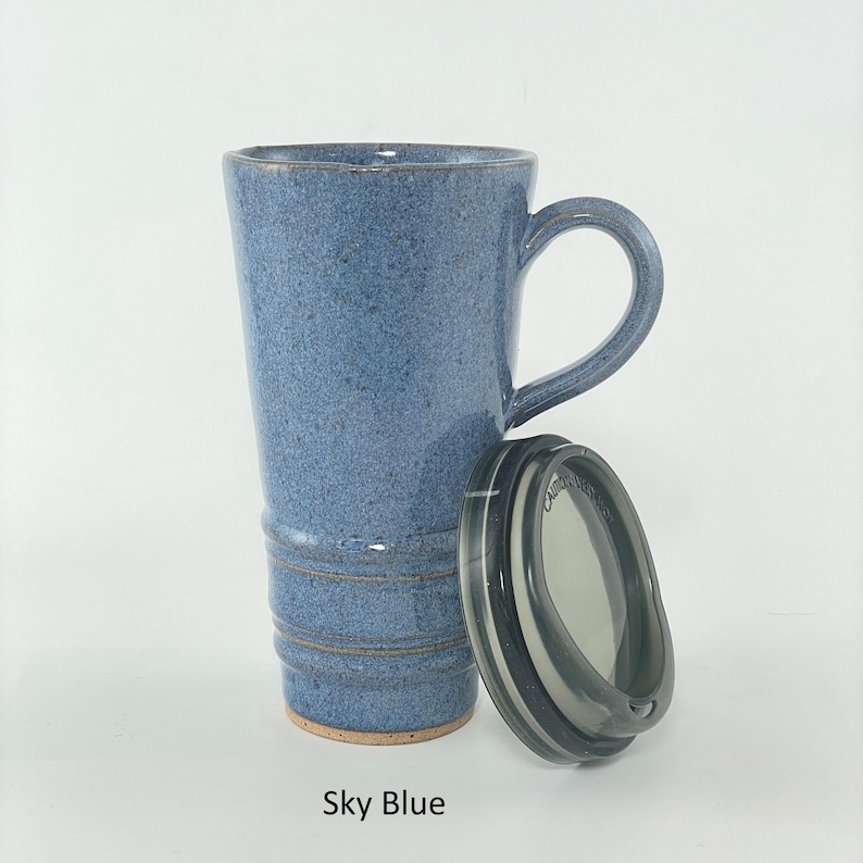 A Sky Blue Travel Mug with Lid