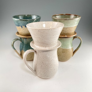 Pour Over Coffee Set with Smooth Belly Mug, Ceramic Pour Over Coffee Set, Large Coffee Mug with Pour Over Piece