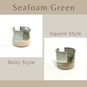 Showing both Belly and Square style Cup Dispensers / Sponge Holders in the color Seafoam Green