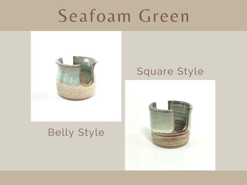 Showing both Belly and Square style Cup Dispensers / Sponge Holders in the color Seafoam Green