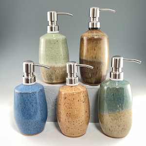 Barrel Style Soap Pump, Lotion Pump, Ceramic Soap Pump, Pottery Lotion Pump, Handcrafted Ceramic Lotion Pump, Handcrafted Ceramic Soap Pump
