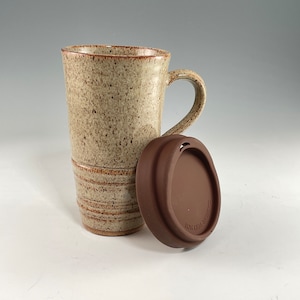 Large Travel Mug with Silicone Snap Lid, Handcrafted Travel Mug, Coffee Travel Mug, Tea Travel Mug, Custom Commuter Mug Beach Sand