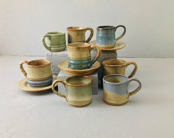 Handcrafted Espresso Cup and Saucer Set: Petite Glazed Demitasse