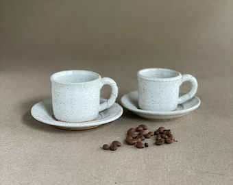 Handcrafted Espresso Cup & Saucer Set, Petite Demitasse Mug, Wheel‑Thrown Stoneware Gift