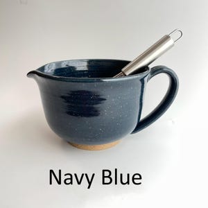 Tigela de cerâmica artesanal para massa com batedor, tigela para misturar na cozinha Navy Blue