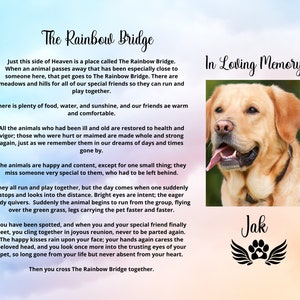 Rainbow Bridge Pet Memorial, Pet Sympathy Gift, Rainbow Bridge Poem, Dog Memorial, Cat Memorial, Gift for Loss of Dog, Loss of Cat