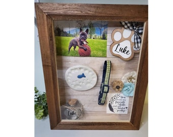 Pet Memorial, Pet Memorial large Shadowbox display, Dog Memorial , Cat Memorial, dog collar holder , Personalized Pet Memorial Shadowbox