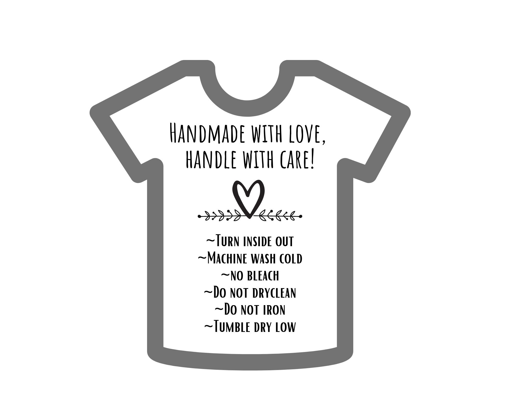 Shirt Care Instructions Handmade With Love Garment Clothing - Etsy Israel