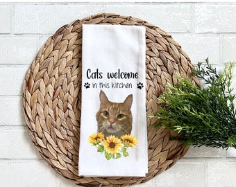 Personalized cat Kitchen Towel, gift for cat Lover, cat towel, kitchen gift