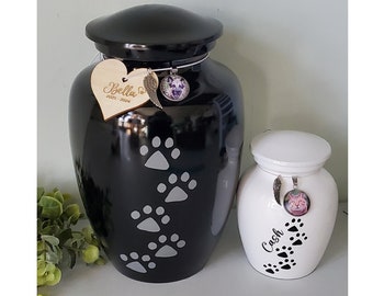 Large Ceramic Pet Urn with photo, pet urn for dogs, urn for cat, Pet Memorial cremation Box, Keepsake Box, cat urn, Dog Urn, small Dog urn