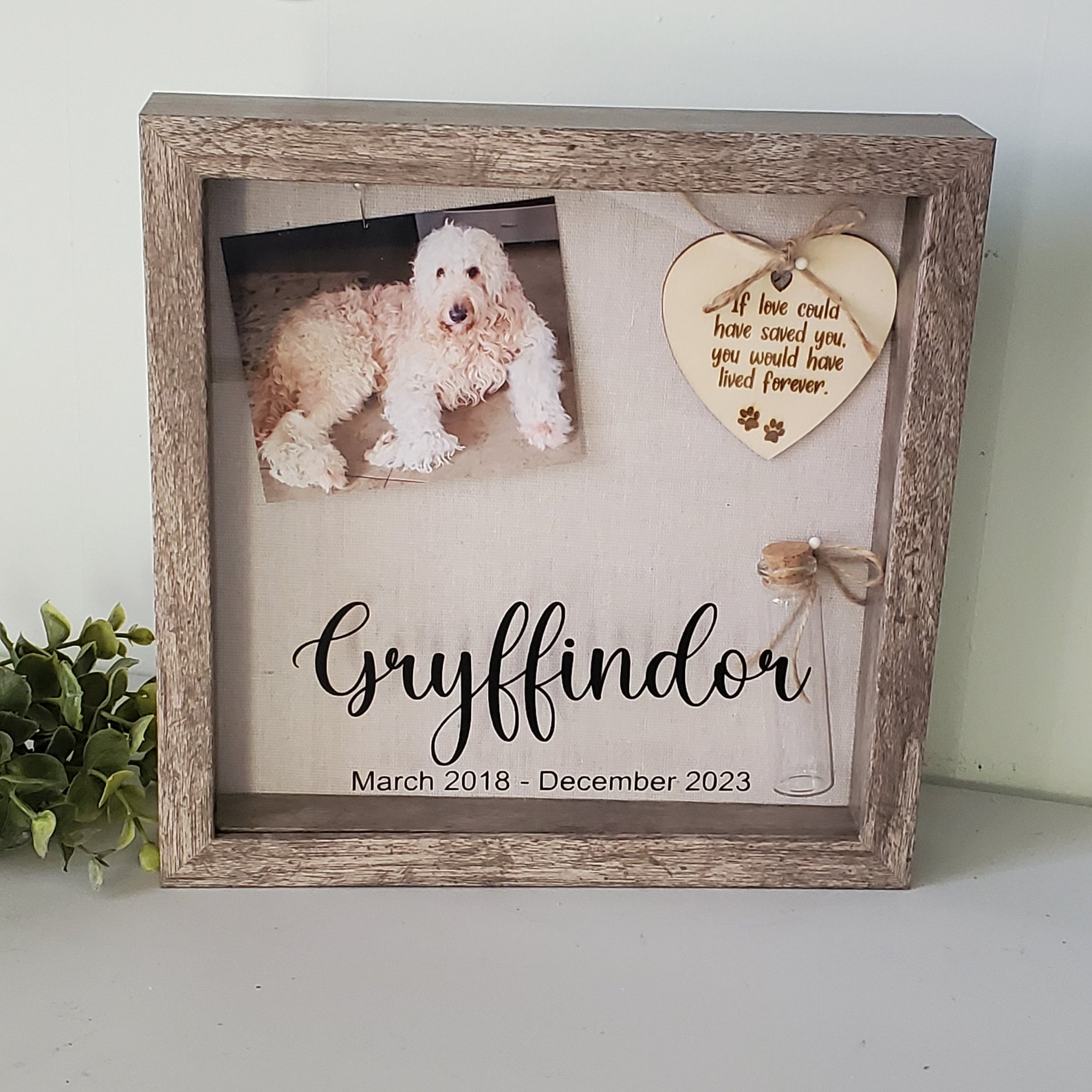 Pet Memorial Shadowbox for Pawprint, Pet Memorial Gift, Dog Memorial ...