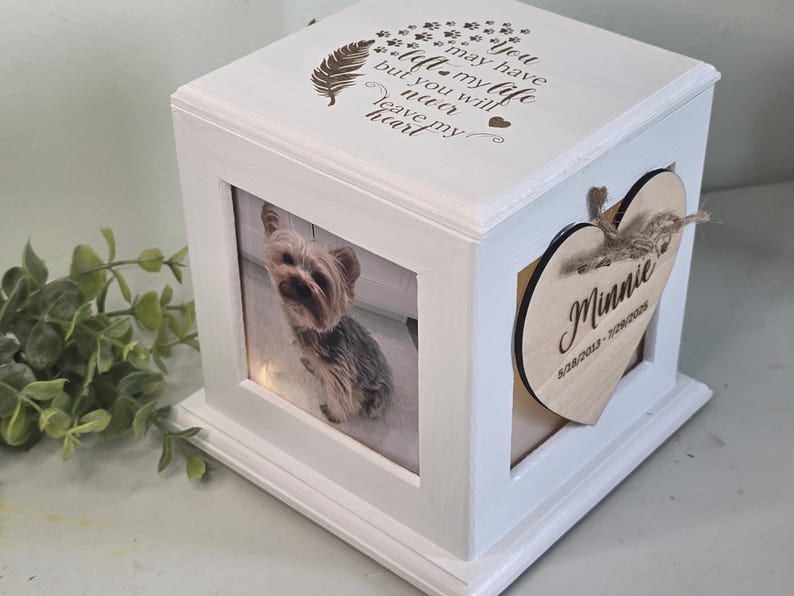 Urna para mascotas, urna para cenizas de mascotas, urna para mascotas con fotos, urna para perros, urna para gatos, urna para perros, urna conmemorativa para mascotas imagen 8