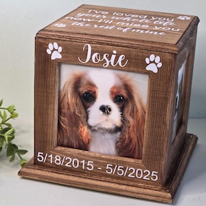 Pet Urn for ashes, Pet urn for DOGS, pet urn for Cats with photo, small Dog urn, custom wood pet urn personalized