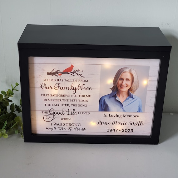 Lighted larg Urn for human ashes with photo,  Memorial urn, Personalized human Urn with Picture, urn for woman, urn for man, cremation box