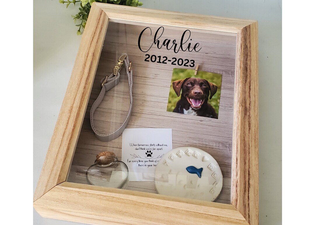 Pet Memorial Frame, Dog Collar Memorial, Pet Sympathy Gift, Pawprint