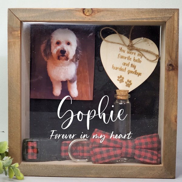 Pet Memorial Shadow box, Pet memorial for paw print, Dog Memorial gift, Cat Memorial, Loss of Pet Gift, Dog collar frame, Pet Sympathy Gift