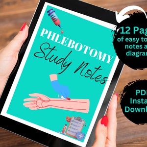 Guide d'étude de la phlébotomie, notes de phlébotomie, cadeau pour étudiant en phlébotomie, guide d'étude de l'examen de phlébotomie