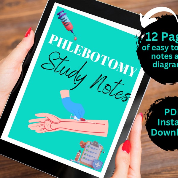 Phlebotomy Study Guide, Phlebotomy Notes, gift for phlebotomy student, phlebotomy exam study guide