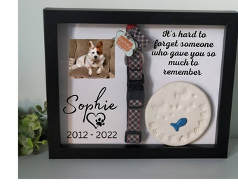 Pet Memorial frame for collar, Pet Memorial Shadowbox, Dog Memorial , Cat Memorial, Loss of Pet Gift, Personalized Pet Memorial Shadowbox,