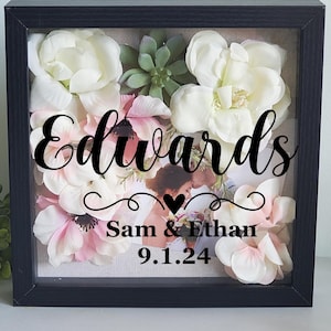 Wedding shadowbox,  wedding gift shadowbox keepsake,  wedding flower keepsake