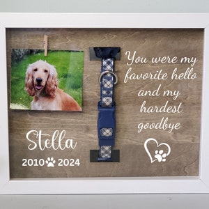 Pet Collar Memorial Frame, Dog Memorial , Cat Memorial, Loss of Pet Gift, Pet Memorial Shadow box, Pet Loss Gift