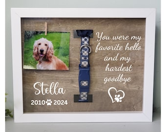 Pet Collar Memorial Frame, Dog Memorial , Cat Memorial, Loss of Pet Gift, Pet Memorial Shadow box, Pet Loss Gift