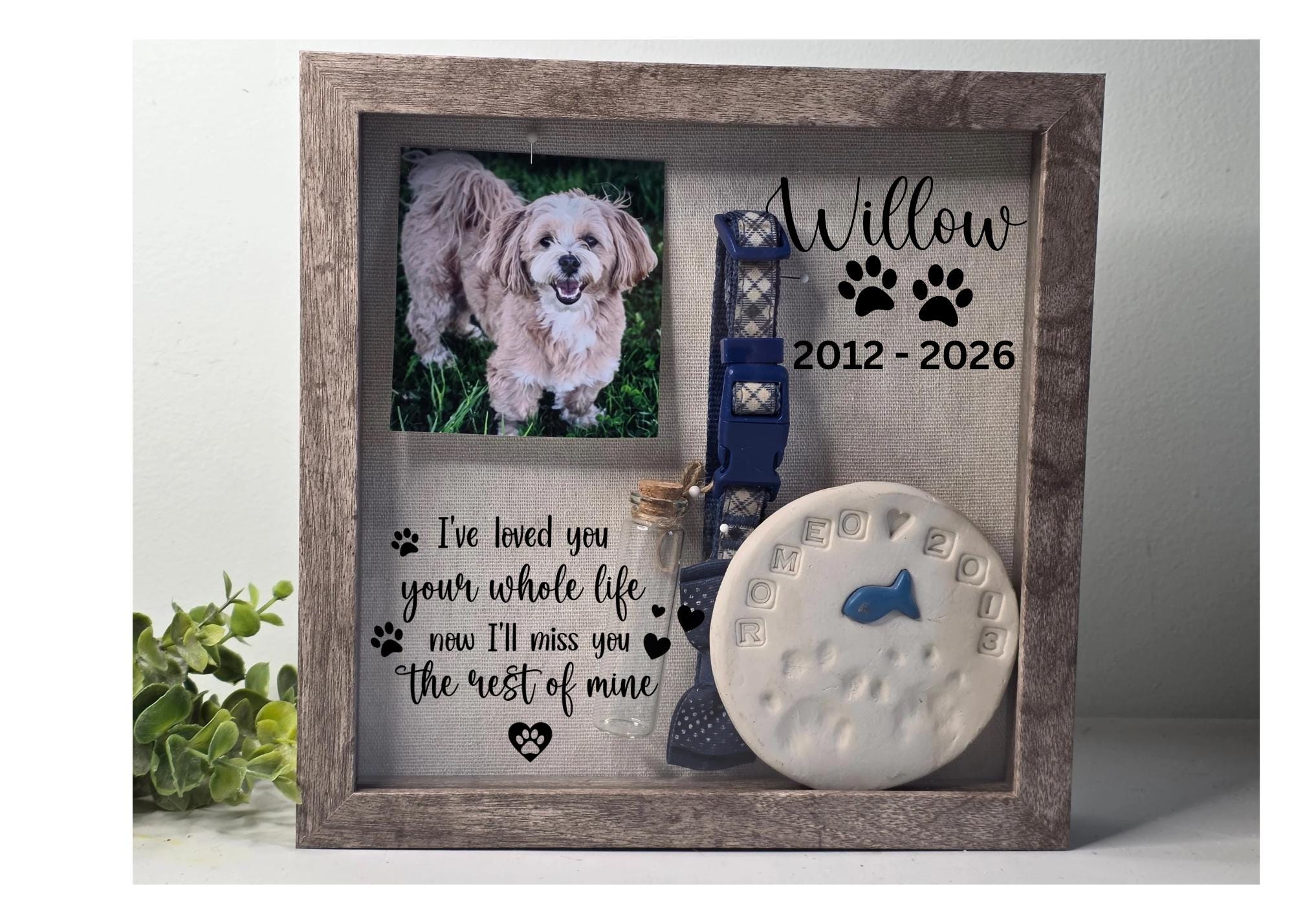 Pet Memorial Shadowbox for Pawprint, Pet Memorial Gift, Dog Memorial ...