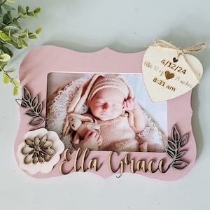 Baby picture frame, birth stats,  newborn gift, Gift for new baby, Baby photo frame