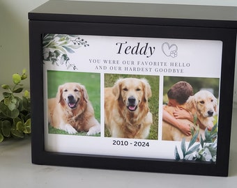 Pet Urn for large dogs, pet urn with photos, Pet Memorial Box, cat urn,engraved wood Dog Urn photo box urn, Urn for dogs, urn for cats