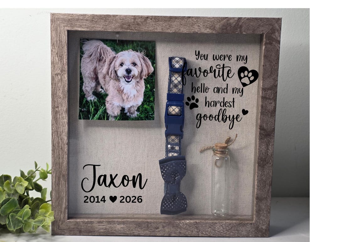 Pet Memorial Shadowbox for Pawprint, Pet Memorial Gift, Dog Memorial ...