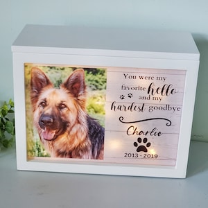 Lighted large pet Urn for dogs with photo, Pet Memorial urn, Personalized Cat Urn with Picture, large dog Urn, cat urn, pet cremation box