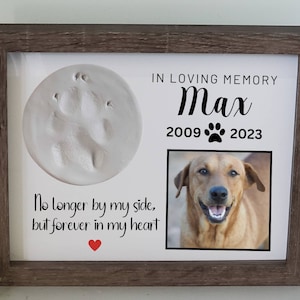 Pet Memorial pawprint holderframe, Pet memorial Dog collar Memorial, Cat Memorial, Loss of Pet Gift, Personalized Pet Memorial Shadowbox