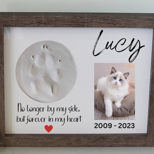 Pet Memorial pawprint holderframe, Pet memorial Dog collar Memorial, Cat Memorial, Loss of Pet Gift, Personalized Pet Memorial Shadowbox