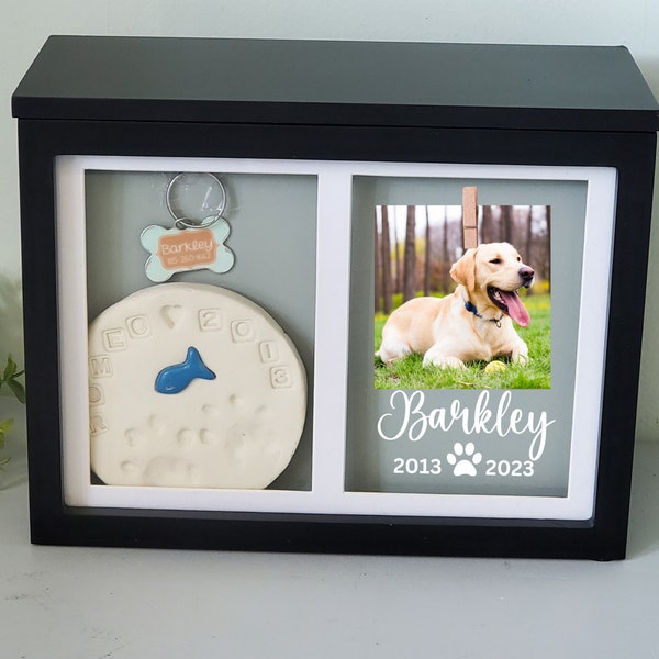 large pet Urn for dogs with photo, Pet Memorial urn pawprint holder, Cat Urn with Photo, large dog Urn, cat urn, pet cremation box for ashes