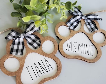 DOG bone Christmas Ornament, Paw Print Ornament Personalized with Name, Dog Ornament, Cat Ornament, Pet Memorial Ornament