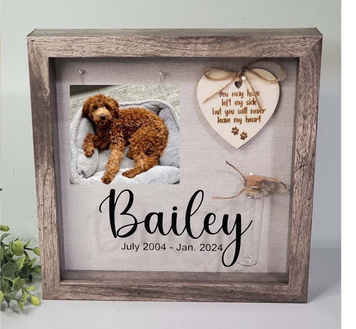Pet Memorial Shadow Box for Pawprint, Pet Memorial Gift, Dog Memorial ...