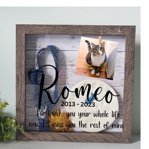Cat Memorial shadowbox, Pet Memorial Shadowbox, Dog Memorial shadowbox, collar Memorial frame, Personalized Pet Memorial Shadowbox