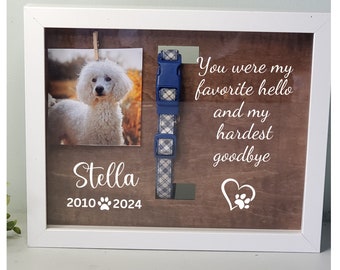 Pet Collar Memorial Frame, Dog collar Memorial , Dog Loss Gift, Dog shadowbox Pet Memorial Shadow box, Pet Loss Gift