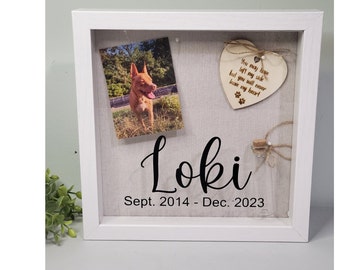 Pet Memorial Shadowbox for pawprint, Pet memorial gift, Dog Memorial , Cat Memorial, pet memory box, Dog collar frame,  Pet Sympathy Gift