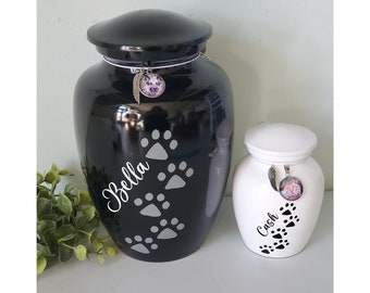 Large Ceramic Pet Urn with photo, pet urn for dogs, urn for cat, Pet Memorial cremation Box, Keepsake Box, cat urn, Dog Urn, small Dog urn