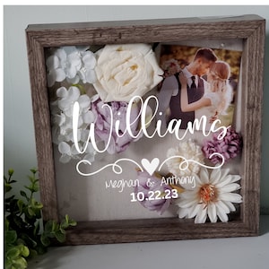 Wedding shadowbox,  wedding gift shadowbox keepsake,  wedding flower keepsake