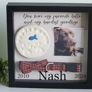 Pet Memorial Shadowbox frame for pawprint, Pet Memory box, gift for loss of pet, Dog shadow box, Cat Memorial frame, paw print holder