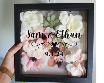 Wedding shadowbox,  wedding gift shadowbox keepsake,  wedding flower keepsake, bridal shower gift