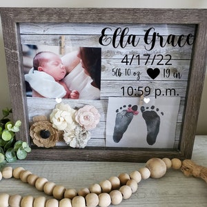 Baby shadowbox, birth stats shadowbox,  newborn gift, Gift for new baby, Baby Keepsake shadowbox