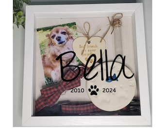 Dog Memorial Shadowbox for pawprint, Pet memorial gift, Dog Memorial , Cat Memorial, pet memory box, paw print shadow box, Pet Sympathy Gift