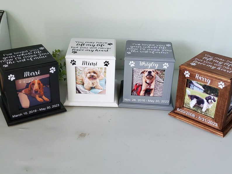 Pet Urn for ashes, Pet urn for DOGS, pet urn for Cats with photo, small Dog urn, custom wood pet urn personalized zdjęcie 8